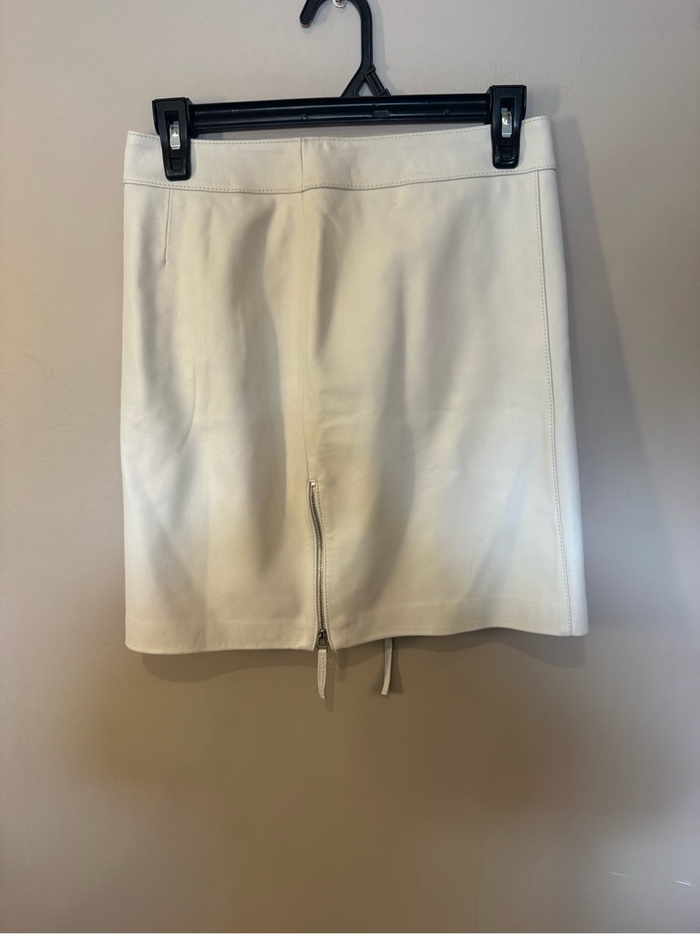 Danier Genuine Leather Ivory Mini Skirt Size 4 Front Zip - Picture 2 of 7